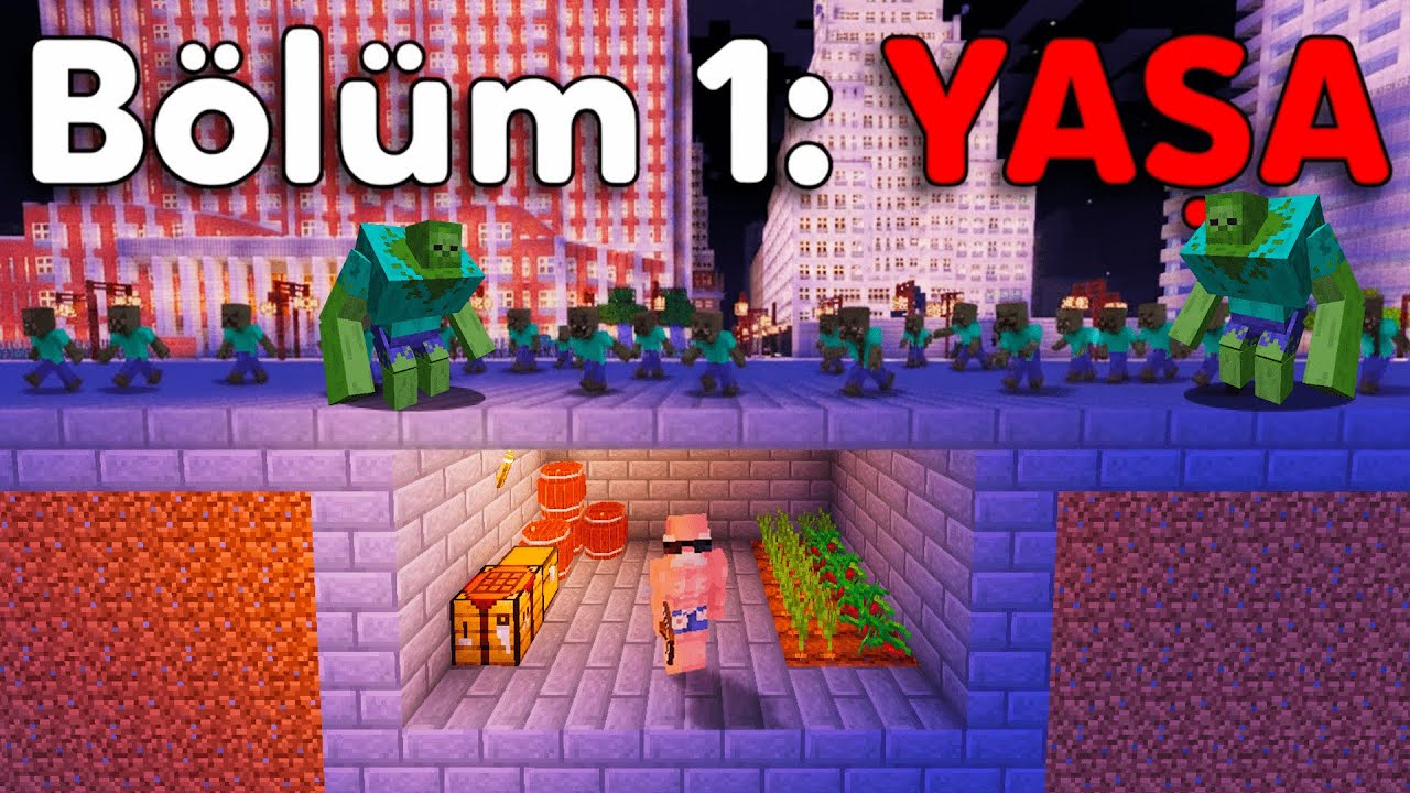 Minecraft ZOMBİ KIYAMETİN'DE Hayatta Kalmak!  #1