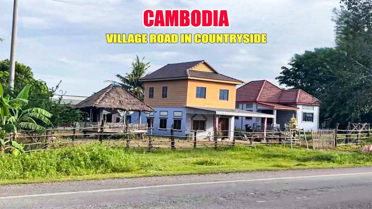 Scenic Drive in Cambodia: Village roads & Countryside Views [ Mr Lee Village Tour ]