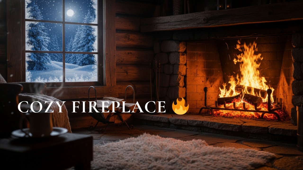 Snowy Cabin Fireplace ❄️🔥 Jazz & RnB for Sleep & Deep Relax (3 Hours)