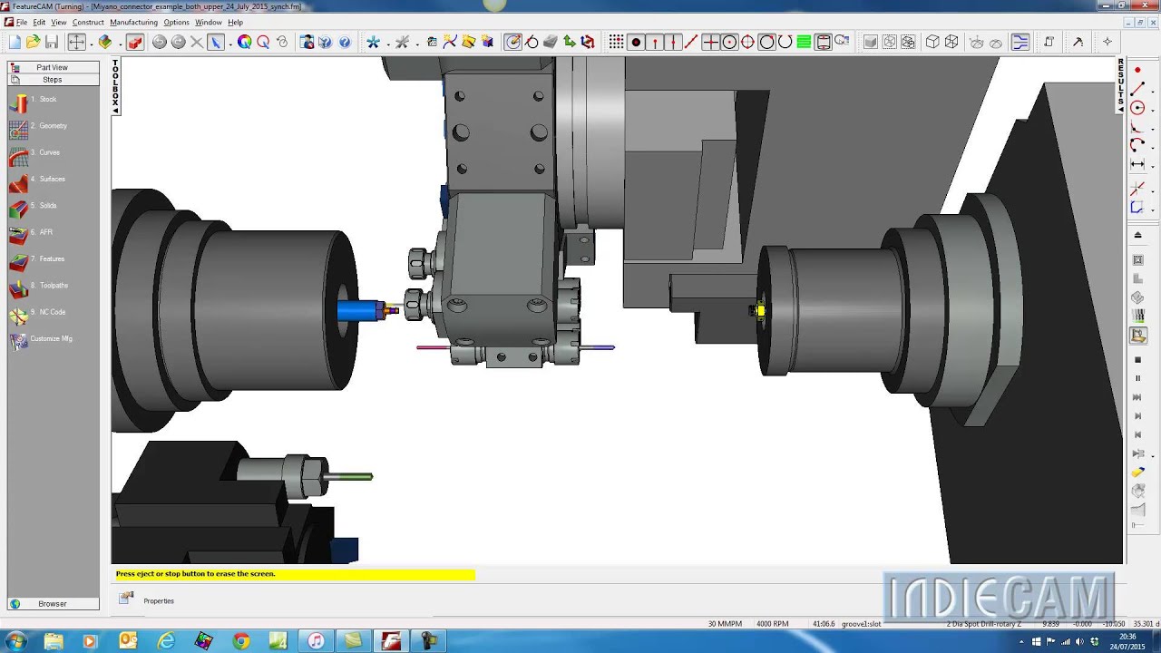 FeatureCAM - Miyano - BNA-42DHY - Twin Spindle Twin Turret Turning - part 2