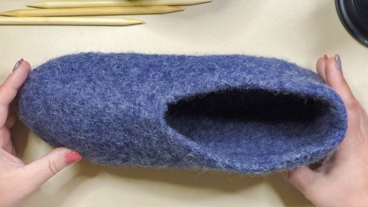 Leichte Filzhausschuhe stricken genaue einfache Anleitung Gr 44-45 / Maschenschäfchen