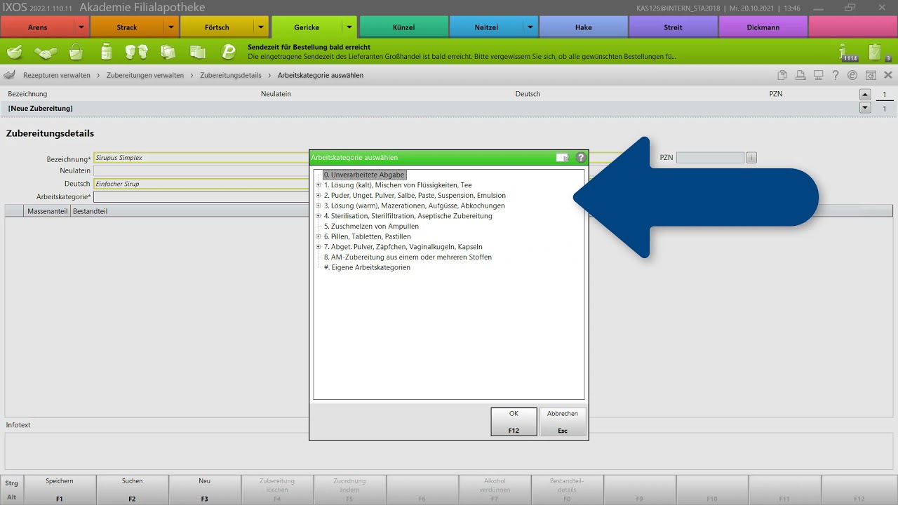 Zubereitung anlegen Rezeptur