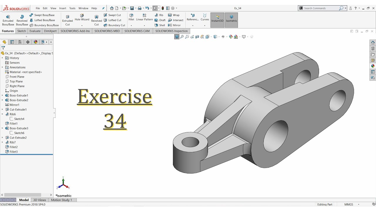 ⚡ SOLIDWORKS || Учебное пособие для начинающих || Упражнение - 34 || с озвучиванием.