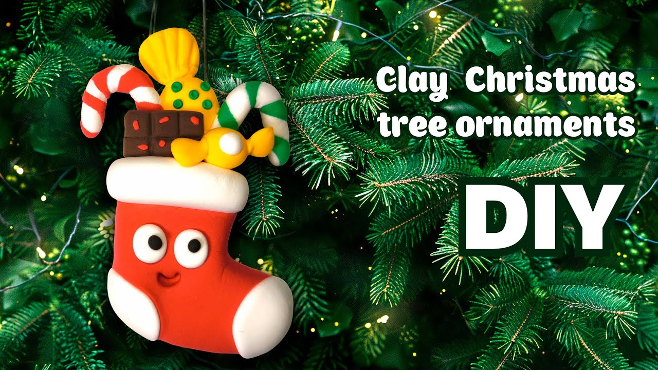 DIY| Air Dry Clay Candy Stocking 🧦🍬🎄 | Christmas Tree Ornament | Tutorial