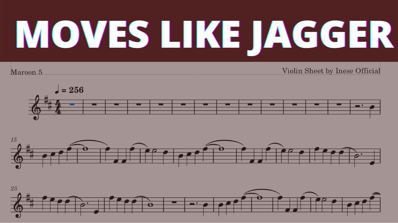 Maroon 5 I Moves like Jagger Real Violin Plays Sheet Music