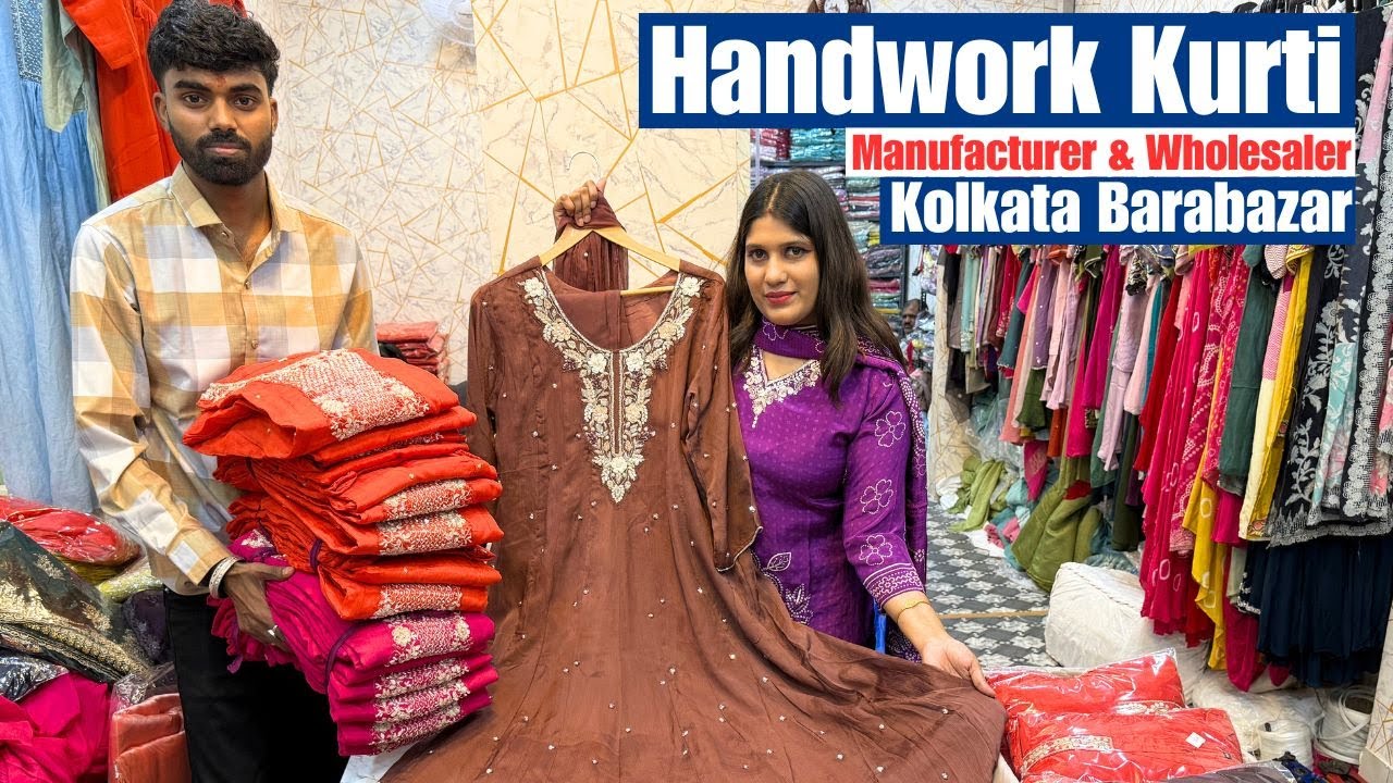 Elegance : Handwork Kurti Manufacturer & Wholesaler Kolkata Barabazar | Mul Chanderi/ Crepe/ Chinon
