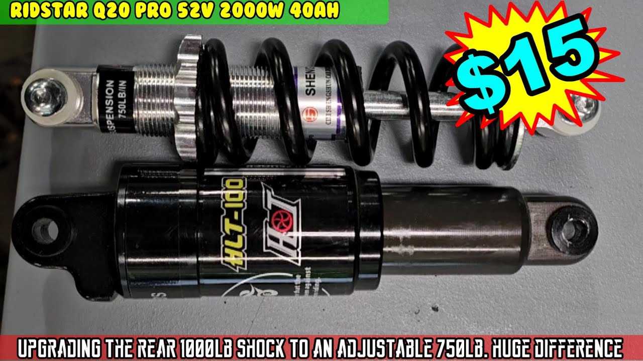 $15 Ridstar Q20 Pro upgrade rear 1000lb shock with adjustable 750lb Install universal rear rack