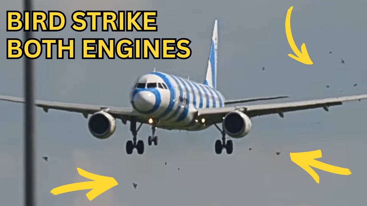 DOUBLE ENGINE BIRD STRIKE on Condor A320 landing at Berlin Airport BER