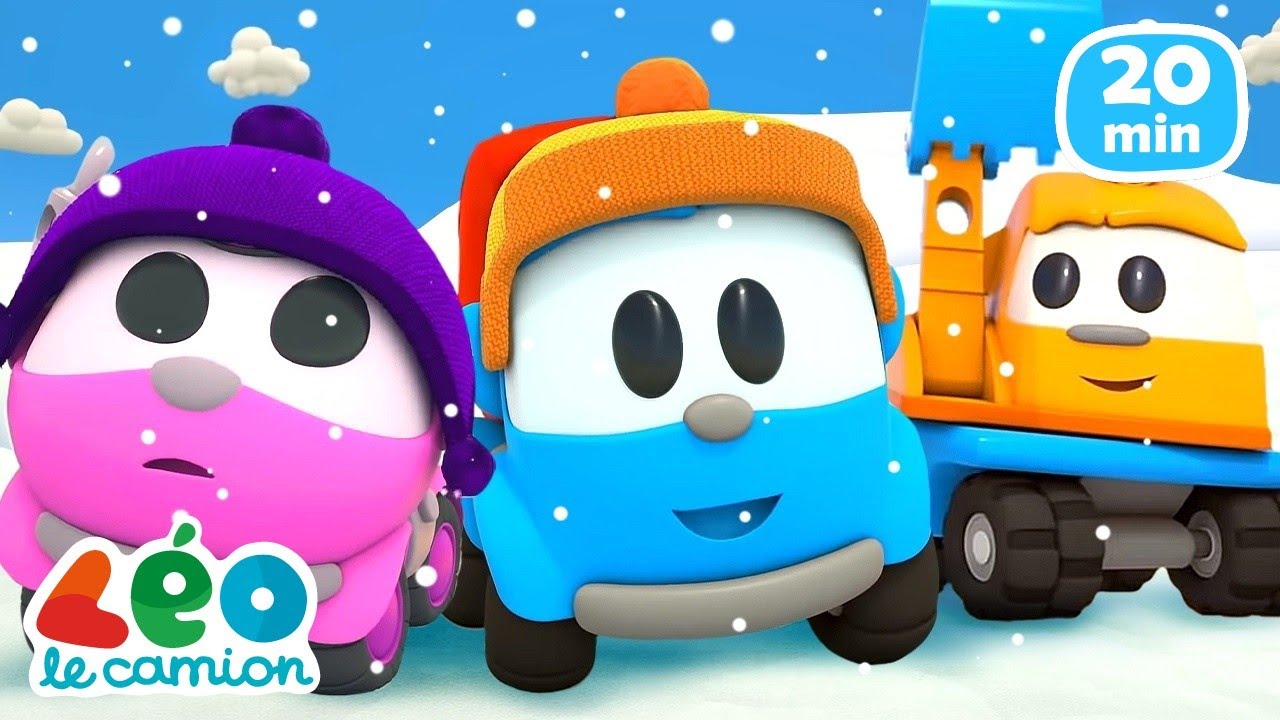Jeux d'hiver avec Léo le camion curieux et ses amis. Dessin animé en français pour enfants