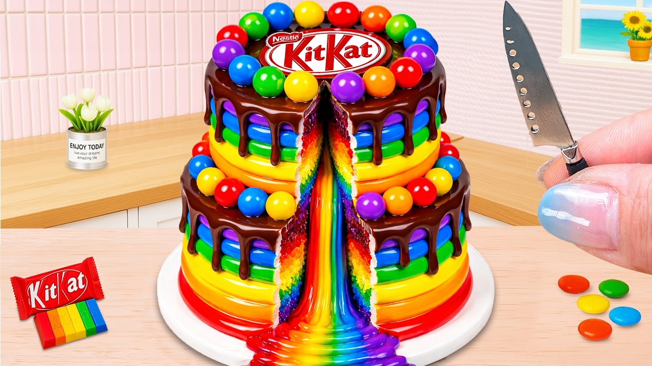 Color Burst Melting Rainbow Chocolate Cake 🌈Newest Mini Cake Decorating Trend on YouTube🌈Cake Corner