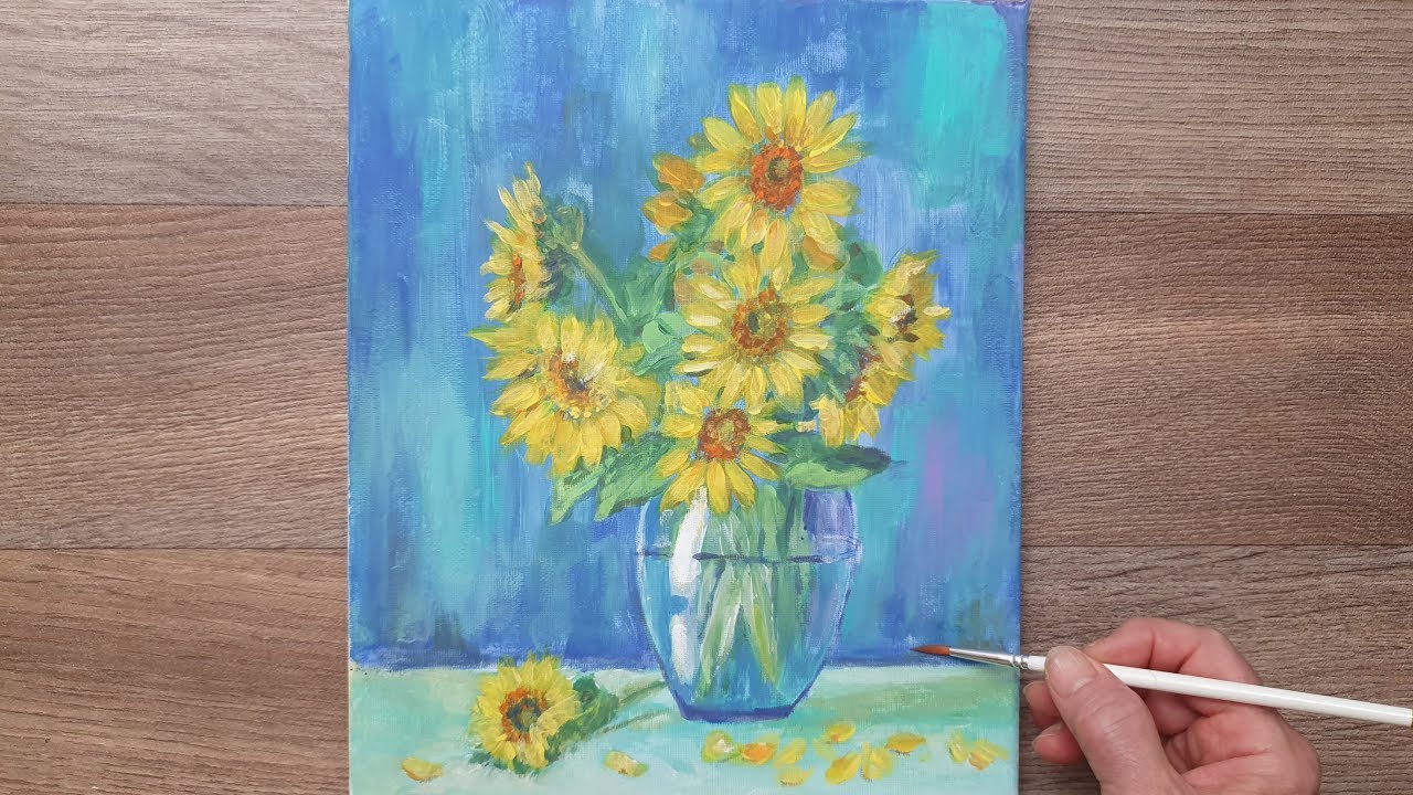 Do This With Acrylic Paint If You Want To Draw Beautiful Sunflowers!