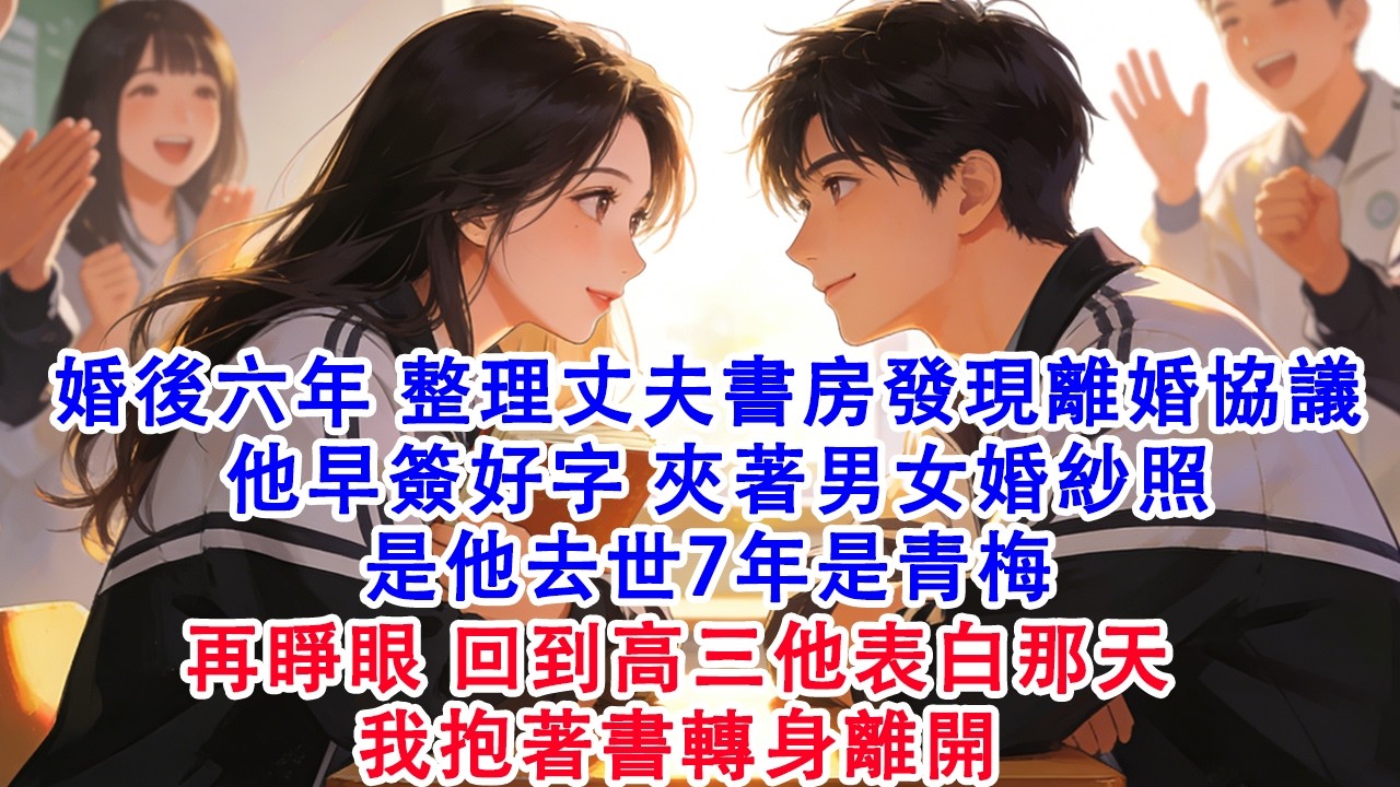 【完結爽文】婚後六年整理丈夫書房發現離婚協議他早簽好 夾著男女婚紗照  是他去世7年青梅 再睜眼回到高三他表白那天我抱著書轉身離開 #故事 #重生 #爽文 #重生故事 #情感 #小說 #完結 #動漫