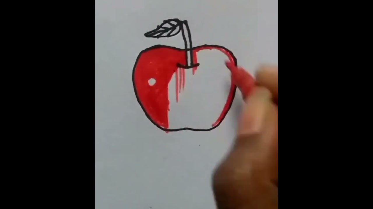 apple drawing🍎 #easydrawingforbeginners #easydrawingtutorial #trendingshorts #shorts#viral#subscribe