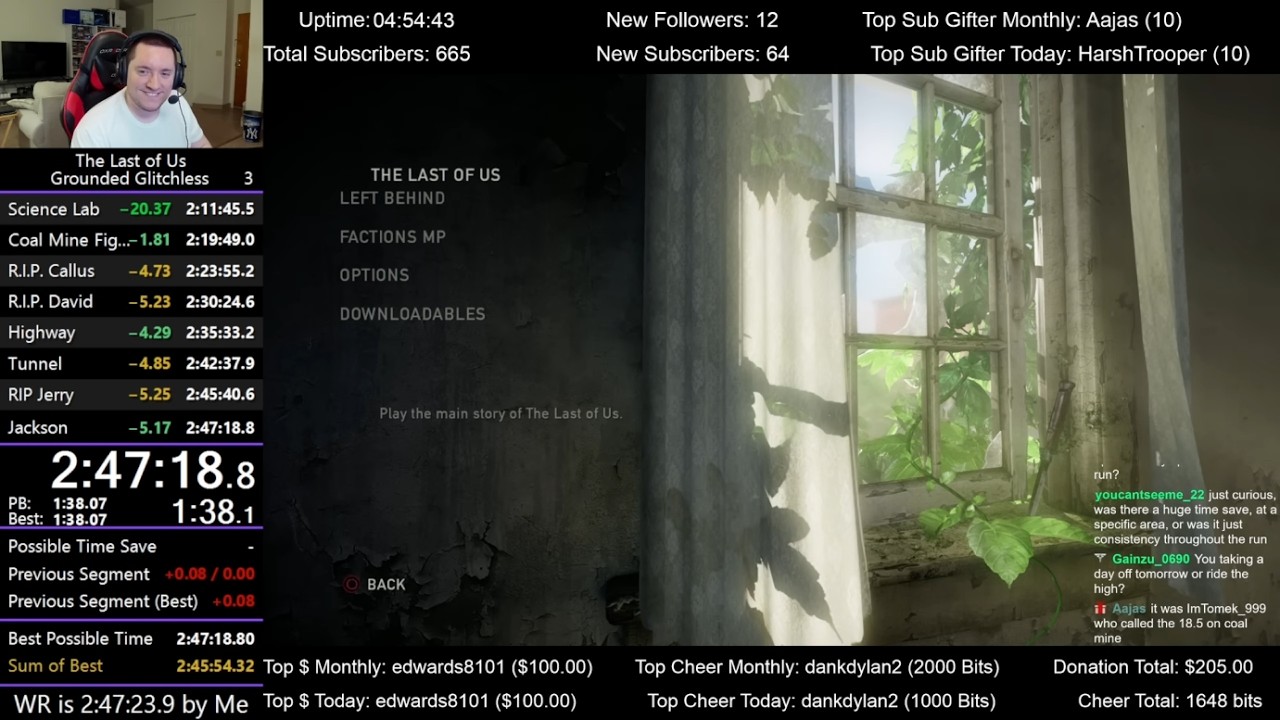 The Last of Us Speedrun for Grounded mode Glitchless (2:47:18)