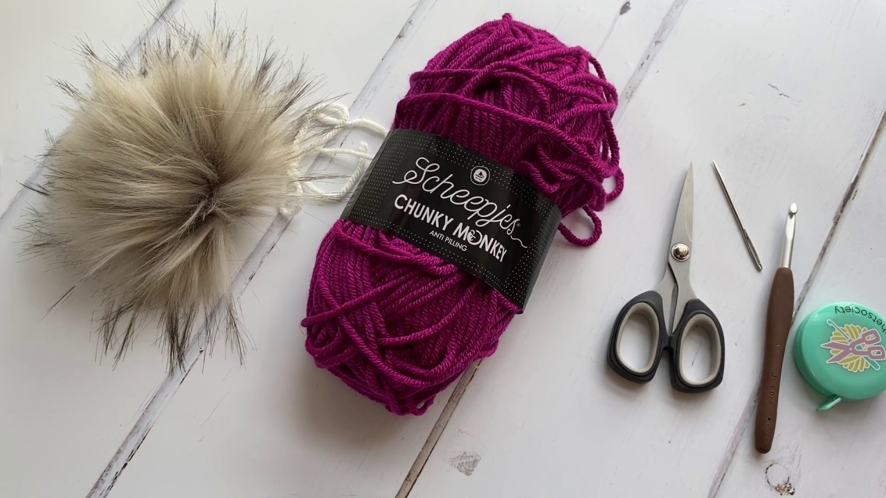 Tutorial - How to crochet a ribbed hat with a faux fur pom pom