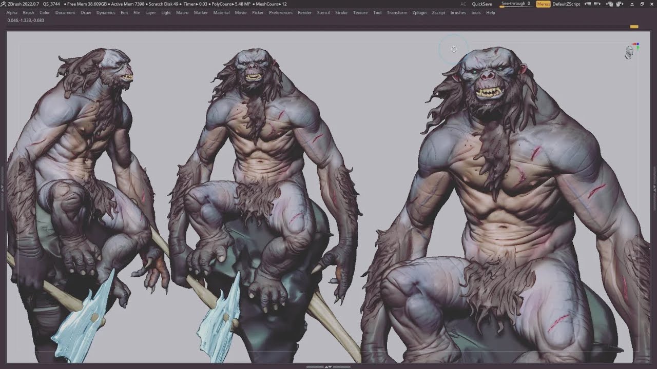 Kong. Zbrush speedsculpt timelapse.