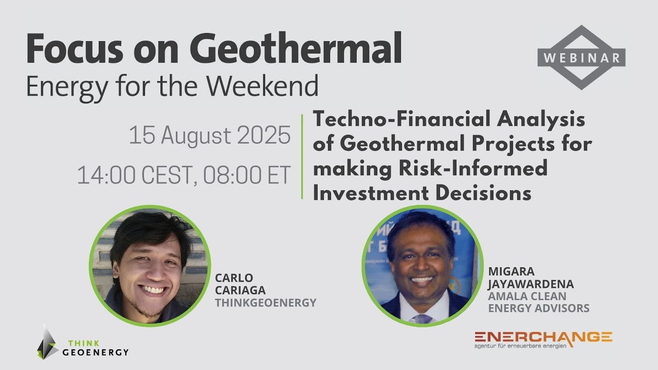 Webinar - Techno-financial analysis of geothermal projects for investment decisions