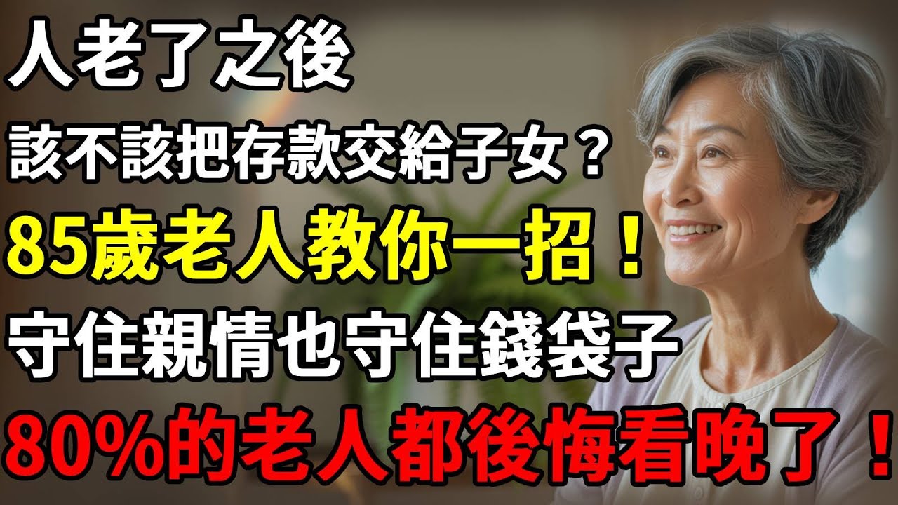 人老了之後，究竟該不該把存款交給子女？85歲老人教你一招！讓你晚年守住親情的同時也守住錢袋子，80%老人紛紛後悔自己看晚了！#智慧老年#人生感悟#幸福#哲理#退休後#老年生活#人生#故事#老年#情感