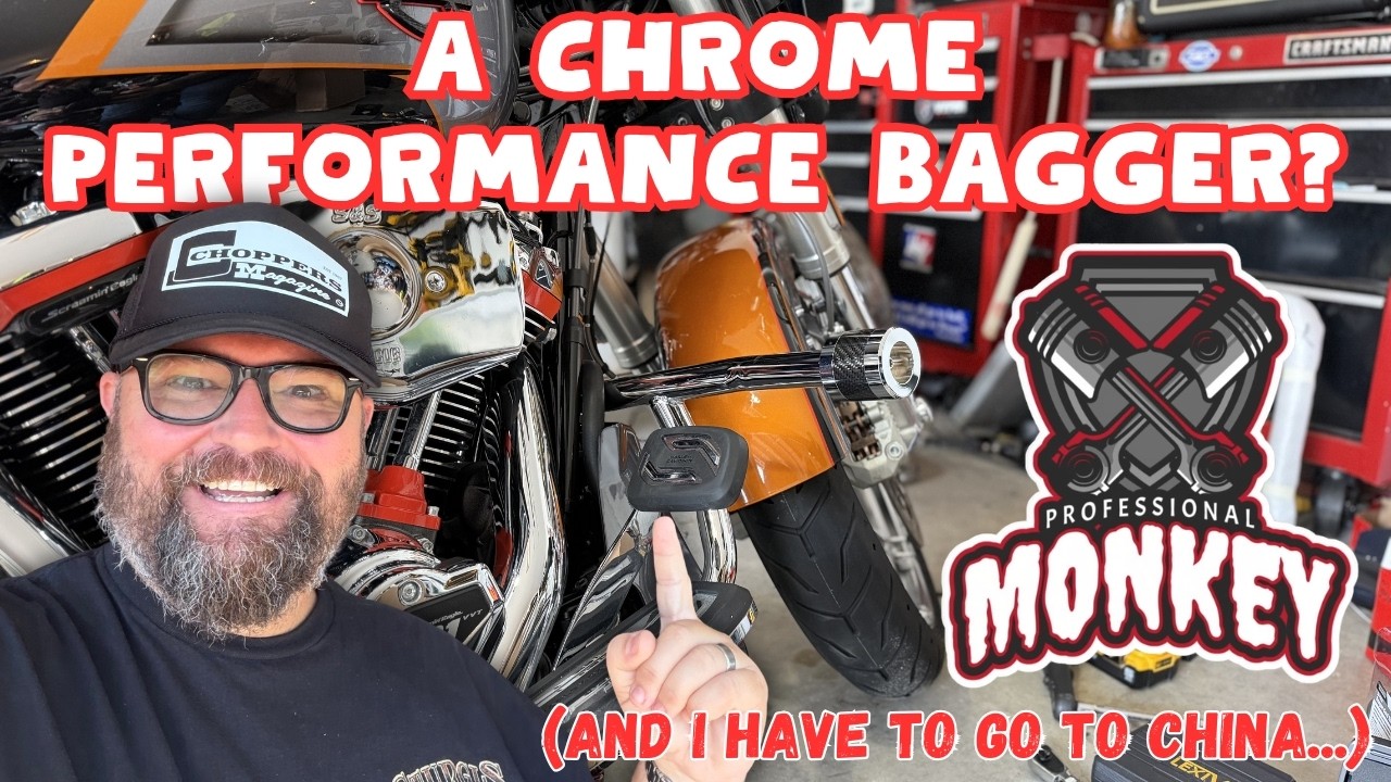 Хромированный мотоцикл Harley Performance Bagger, и мне ОБЯЗАТЕЛЬНО НУЖНО ПОЕХАТЬ В КИТАЙ.