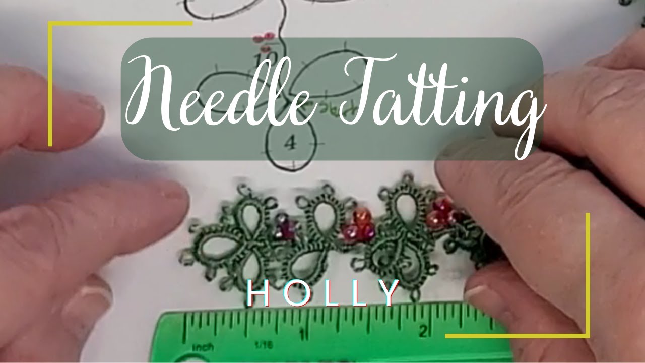 Needle Tatted Holly Garland Ribbon Lace
