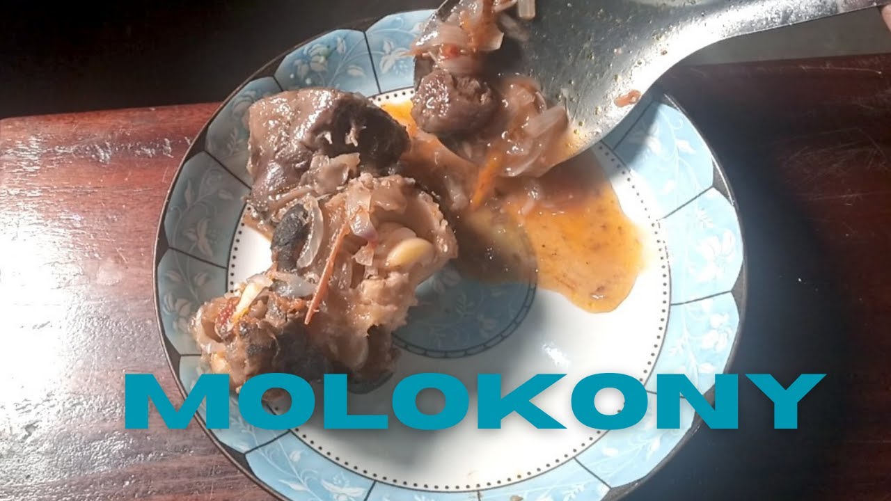 Molokony-Ugandan cow leg stew with cassava and pumpkin stew