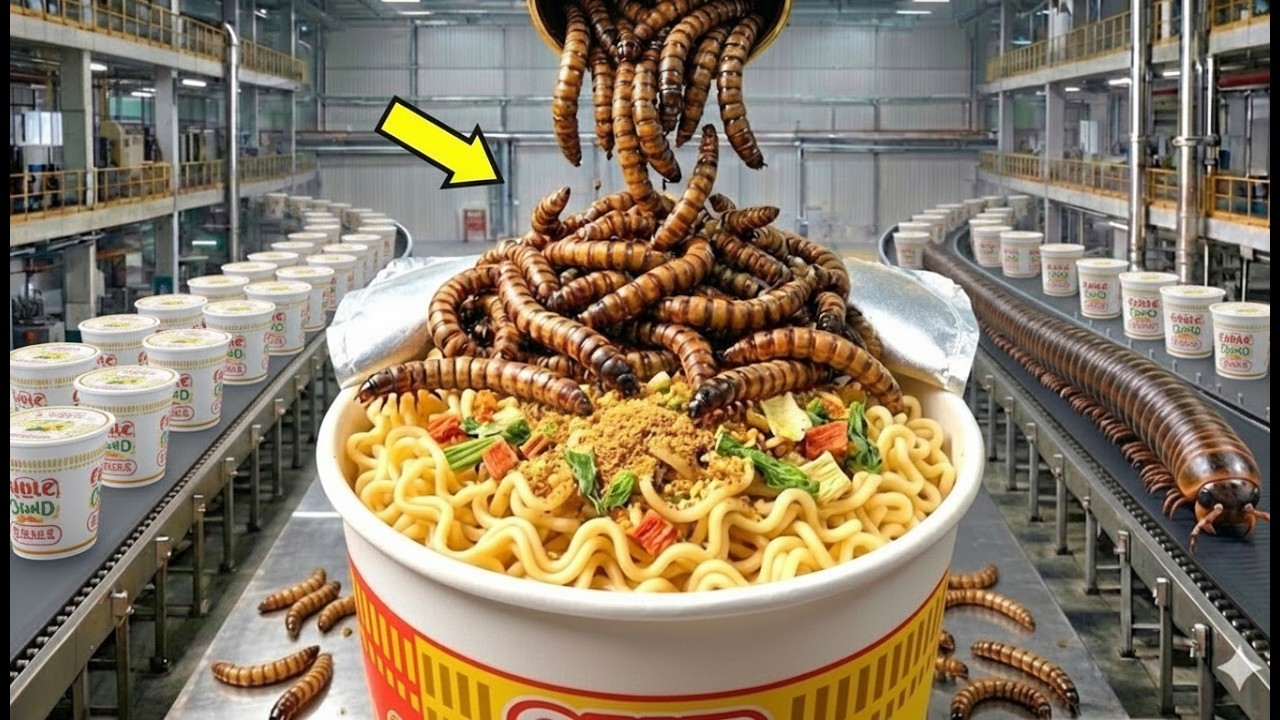 Inside The Factory: 5,000,000 Mealworms Become Various Cup and Instant Noodles Daily Process