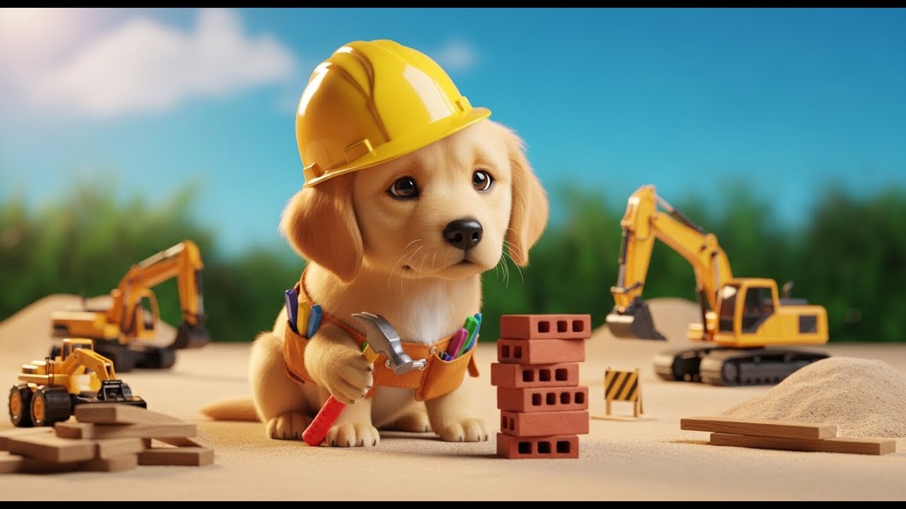 the cutest puppy builder ever watch him construct masterpieces