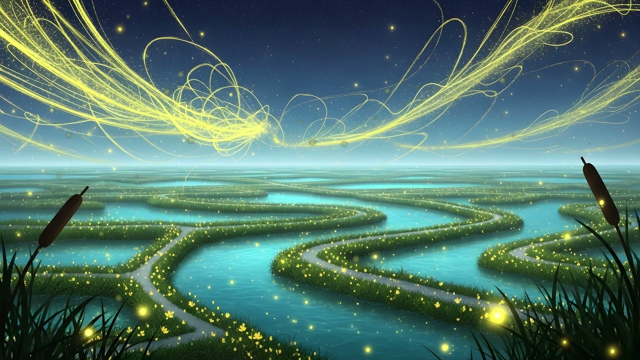 Relaxing Fantasy Music for Focus & Calm | Fireflies over the Lagoon Delta