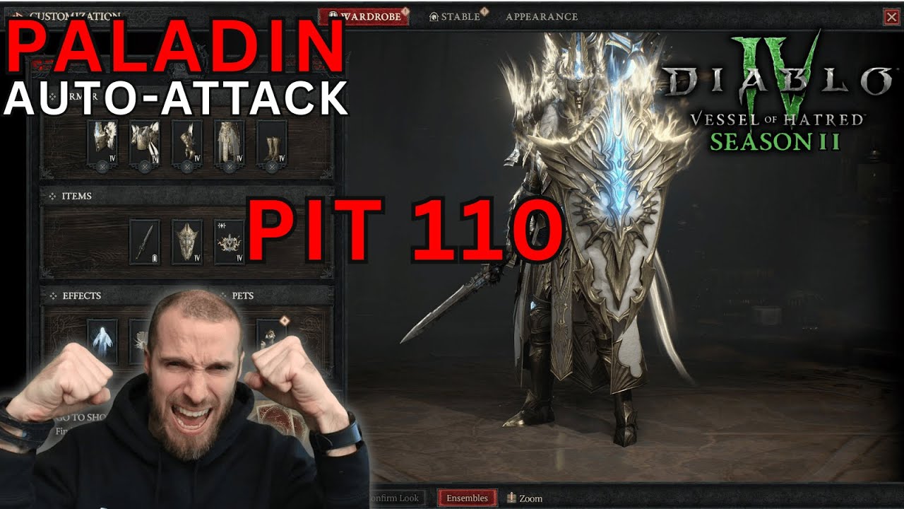 В 11 сезоне Diablo 4 яма 110 уничтожена с помощью паладина, использующего автоубийство!