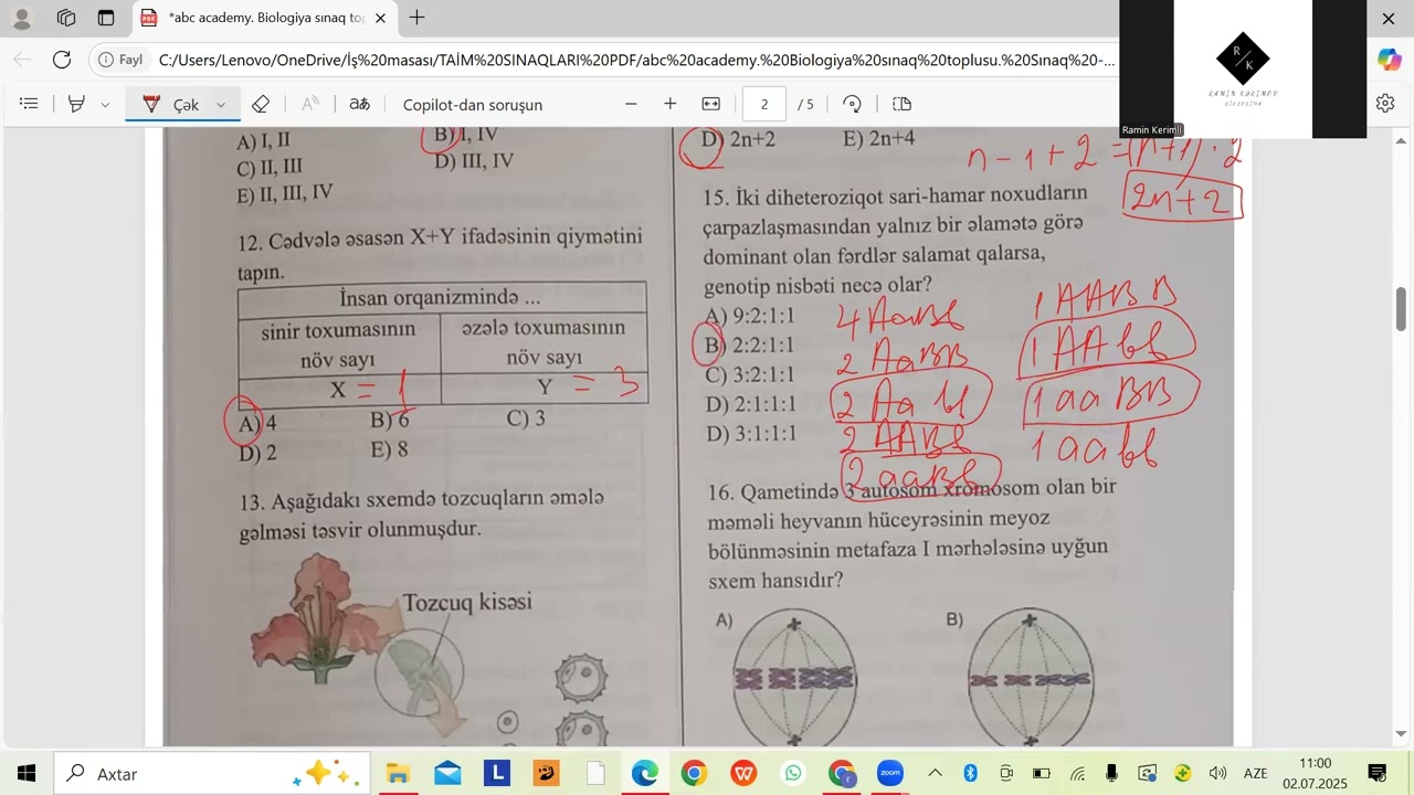 abc academy biologiya sınaq toplusu. Sınaq-21. MİQ və abituriyent hazırlığı. Əlaqə: 055-634-73-41