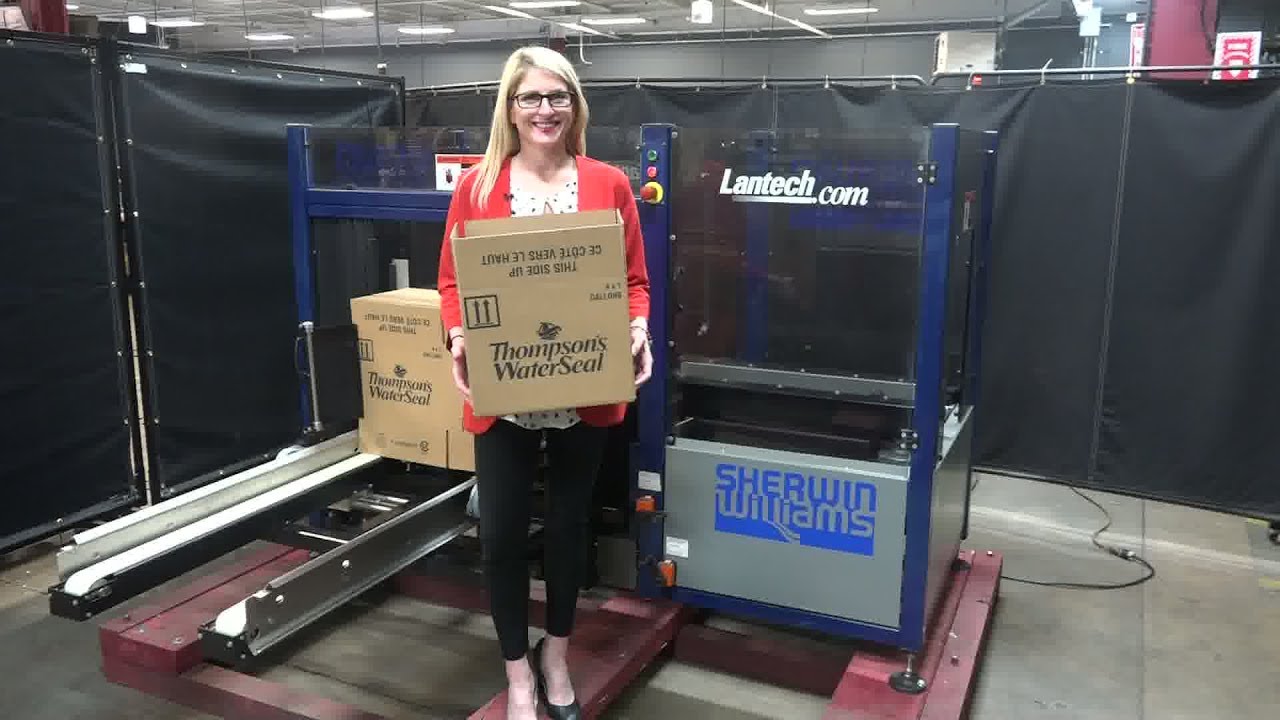 Lantech Automatic Case Erector Bottom Sealer Demonstration