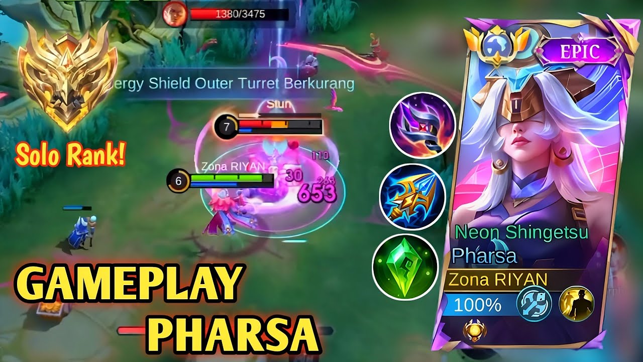 PHARSA NEON SHINGETSU GAMEPLAY | BEST BUILD PHARSA FOR SOLO RANK IN MYTHICAL GLORY - MLBB