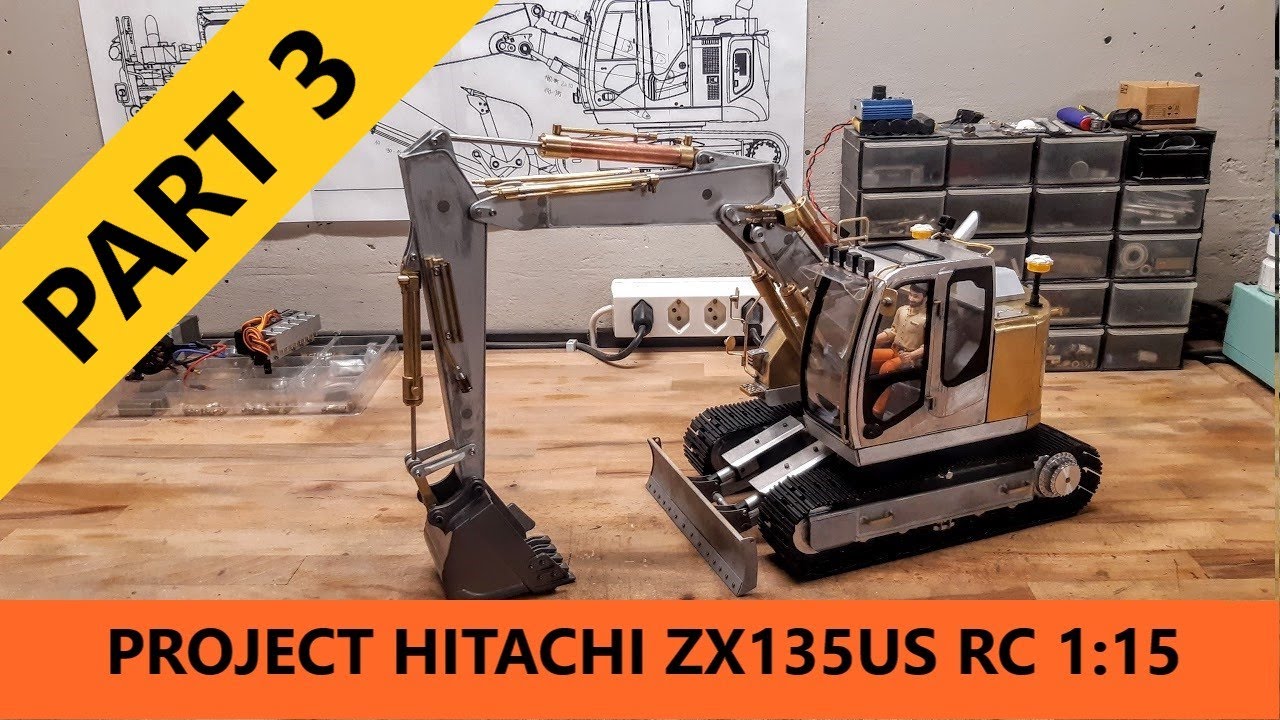 Build - RC Hitachi Zaxis ZX135US 1:15 Scale Excavator Part 3 - Cab and upper carriage