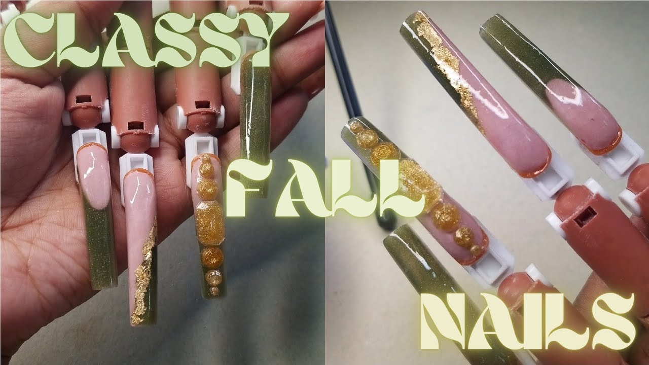 Green Fall Nails 💚 | Freestyle Acrylic Nails