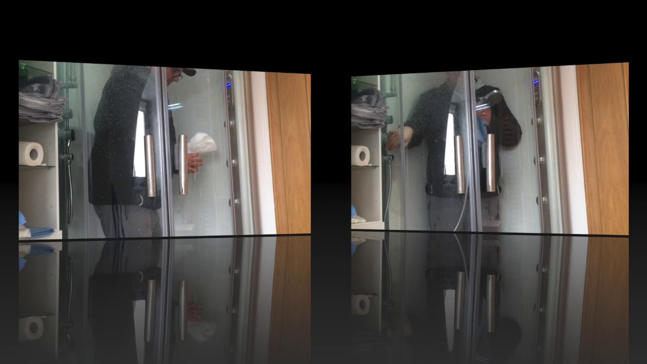 Anleitung und Anwendungsvideo Nanoversiegelung Glasversiegelung extrem verkalkter Glas Dusche