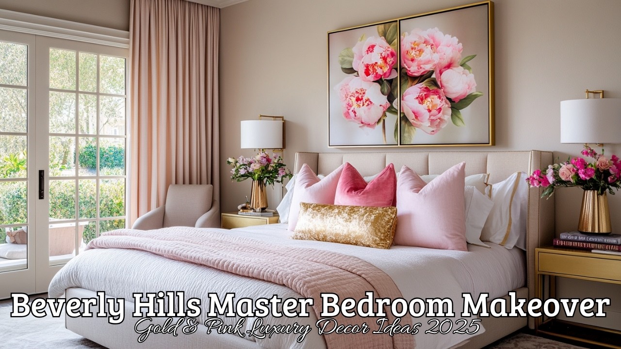Beverly Hills Master Bedroom Makeover | Gold & Pink Luxury Decor Ideas 2025