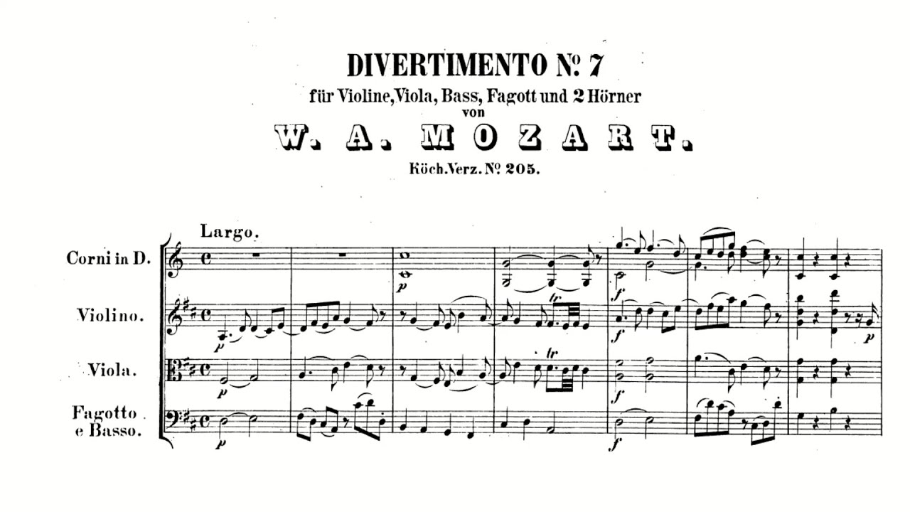Mozart: Divertimento No. 7 in D major, K. 205/167A (with Score)