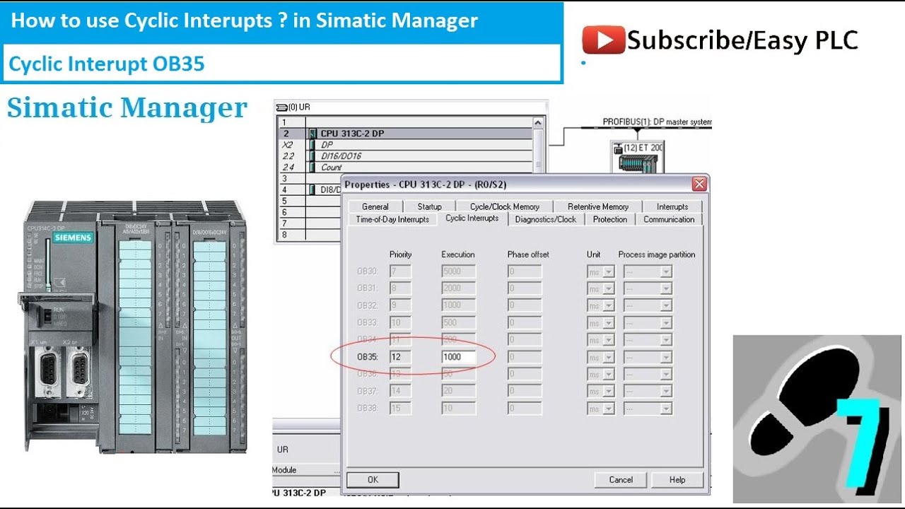 Как использовать циклическое прерывание OB35 в Simatic Manager?