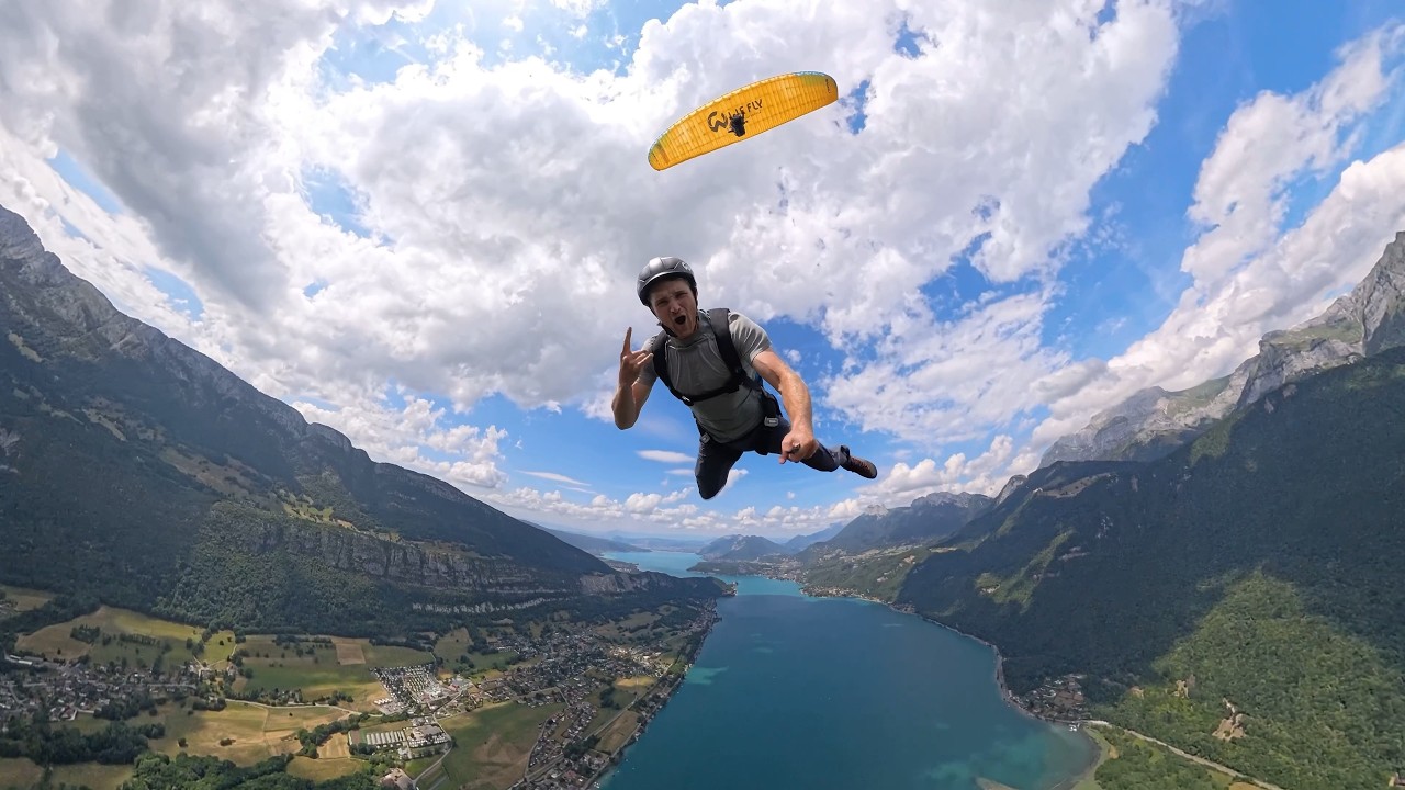 Jumping From My Friends Paraglider