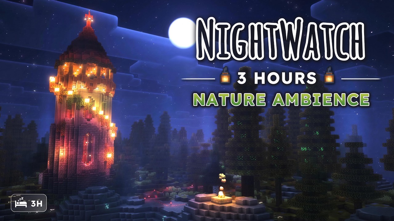 Quiet Tower Nightwatch ✨ — Peaceful Minecraft Ambience (3 Hours, No Music)