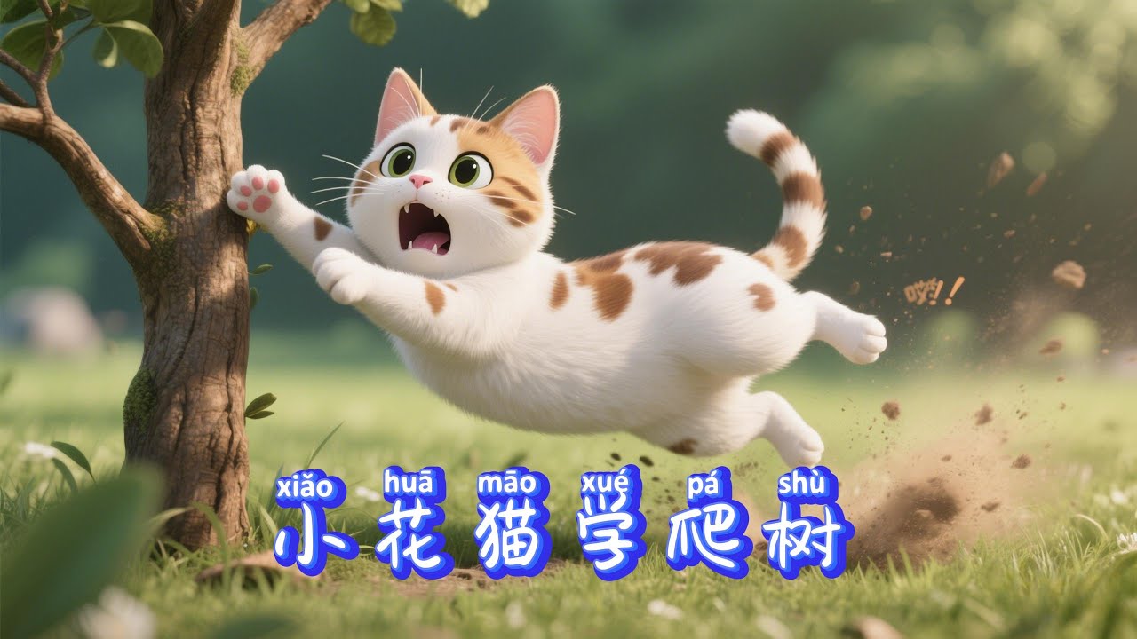 《小花猫学爬树》 