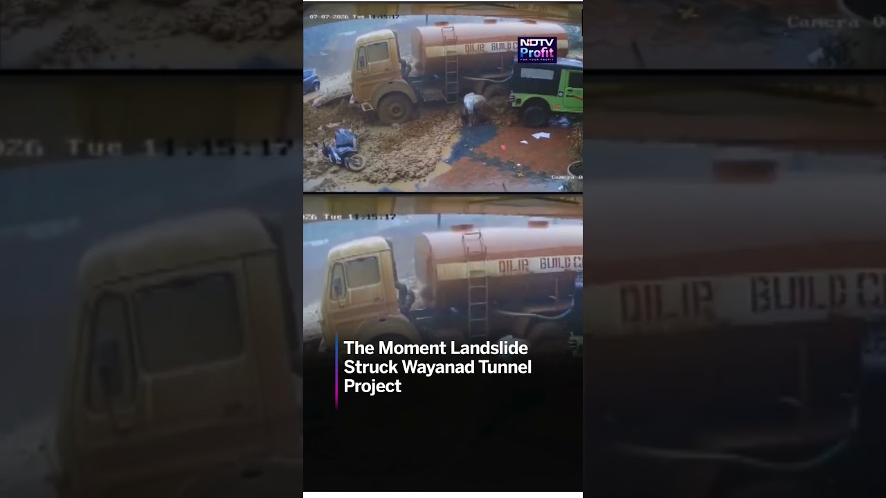 CCTV Video Shows Tanker Slipping As Landslide Hits Wayanad Tunnel Project