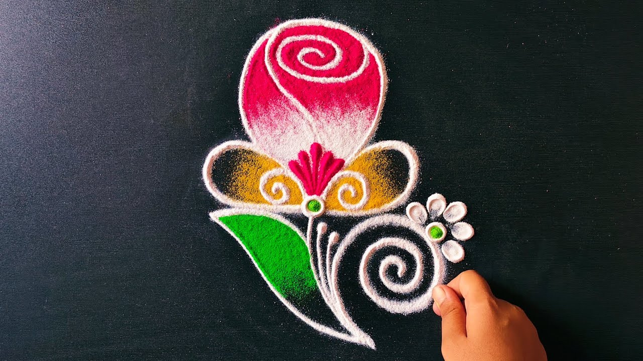 Creative Freehand Kolam rangoli Art designs 🌷🌷 | easy muggulu | small rangoli for Daily use