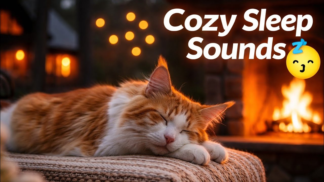 Relaxing Cat Purring ASMR | Cozy Fireplace Sounds for Deep Sleep