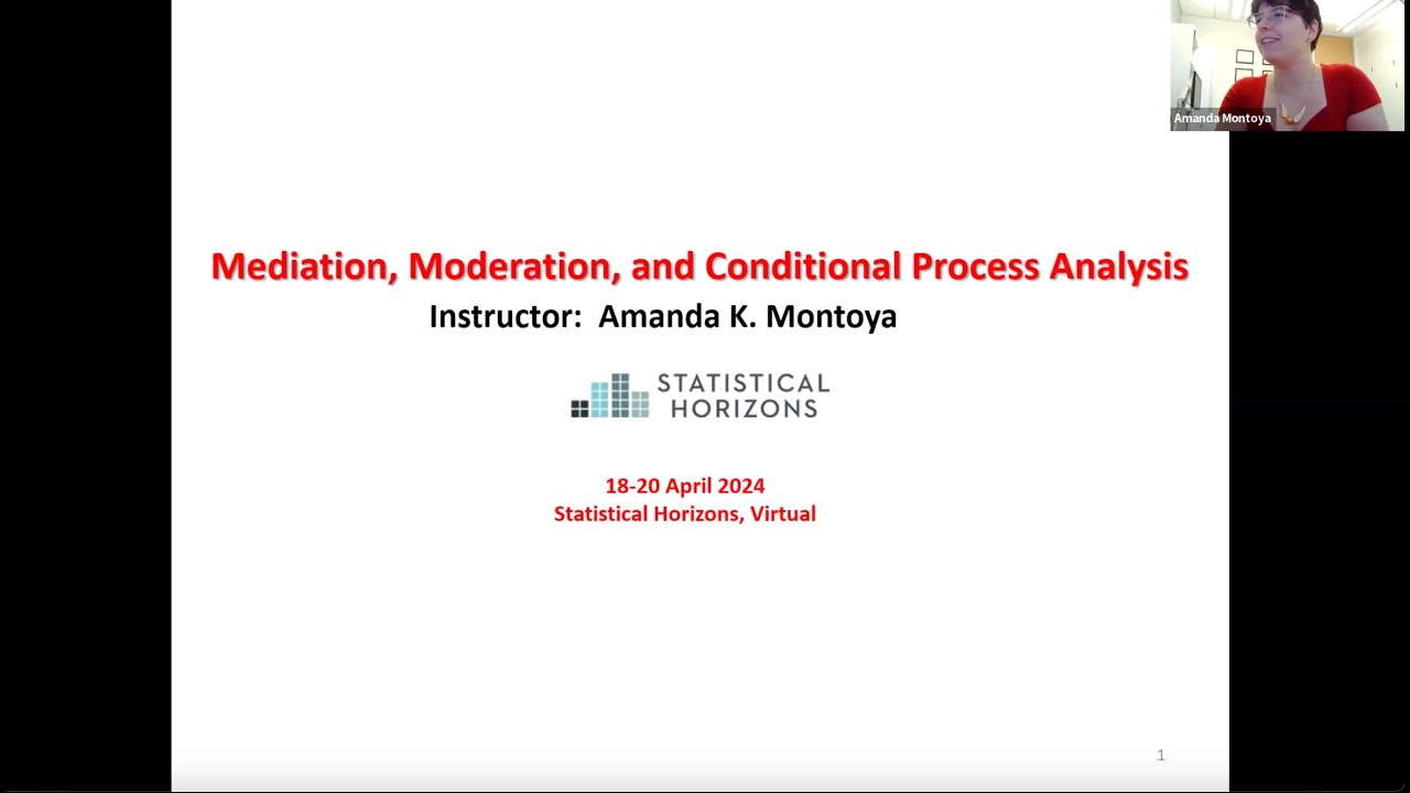 Intro to Mediation, Moderation, and Conditional Process Analysis with Amanda Montoya