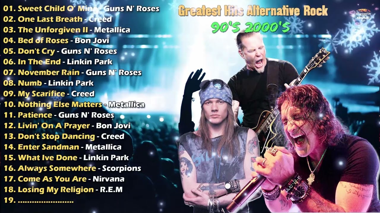 Alternative Rock Of The 90s 2000s 💥 Linkin Park, Coldplay, Hinder, Metallica, Evanescence, Creed