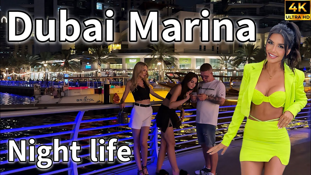 Dubai Marina 🇦🇪 Amazing Night life in Dubai Marina Walk [ 4K ] Walking Tour