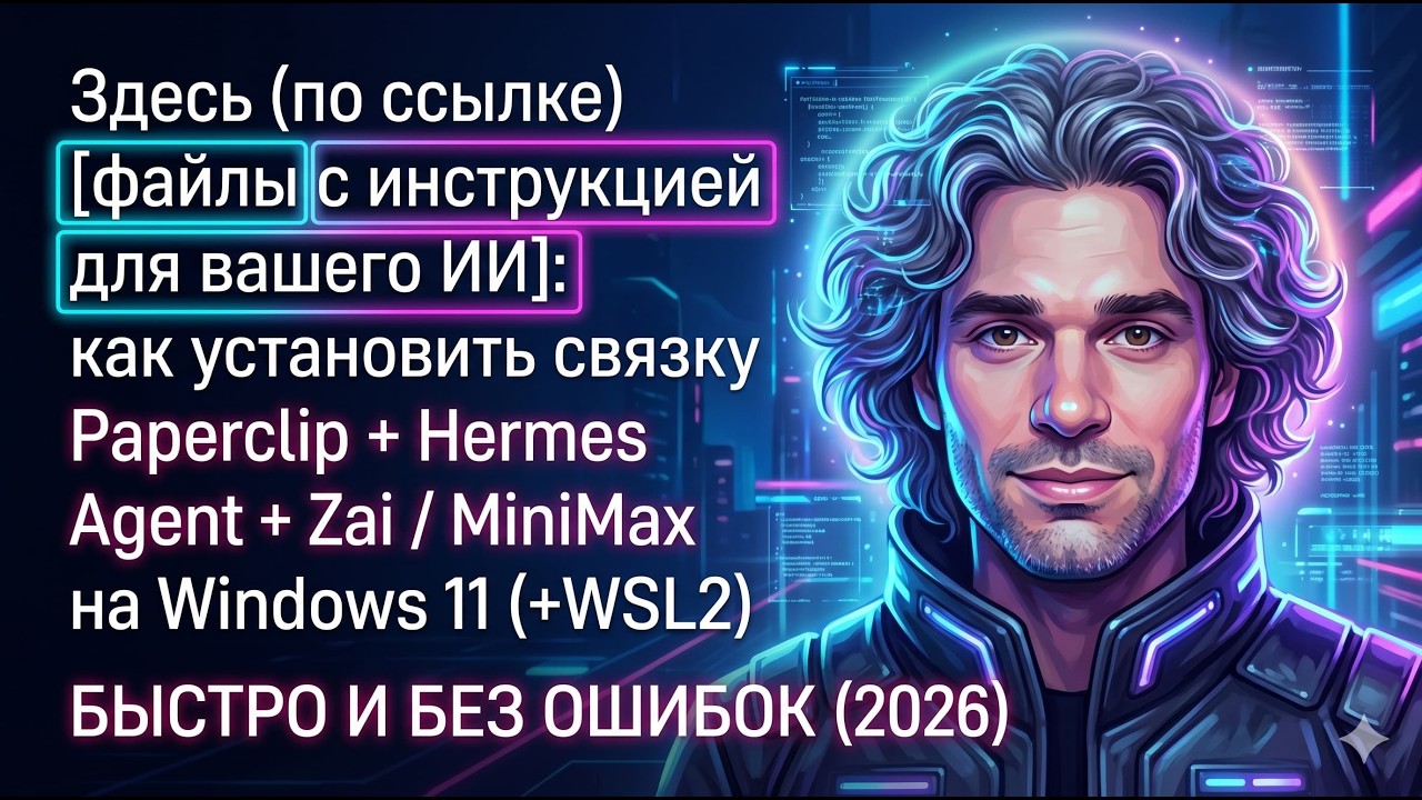Инструкция для вашего ИИ: как установить Paperclip + Hermes Agent + Zai / MiniMax Windows 11 (2026)