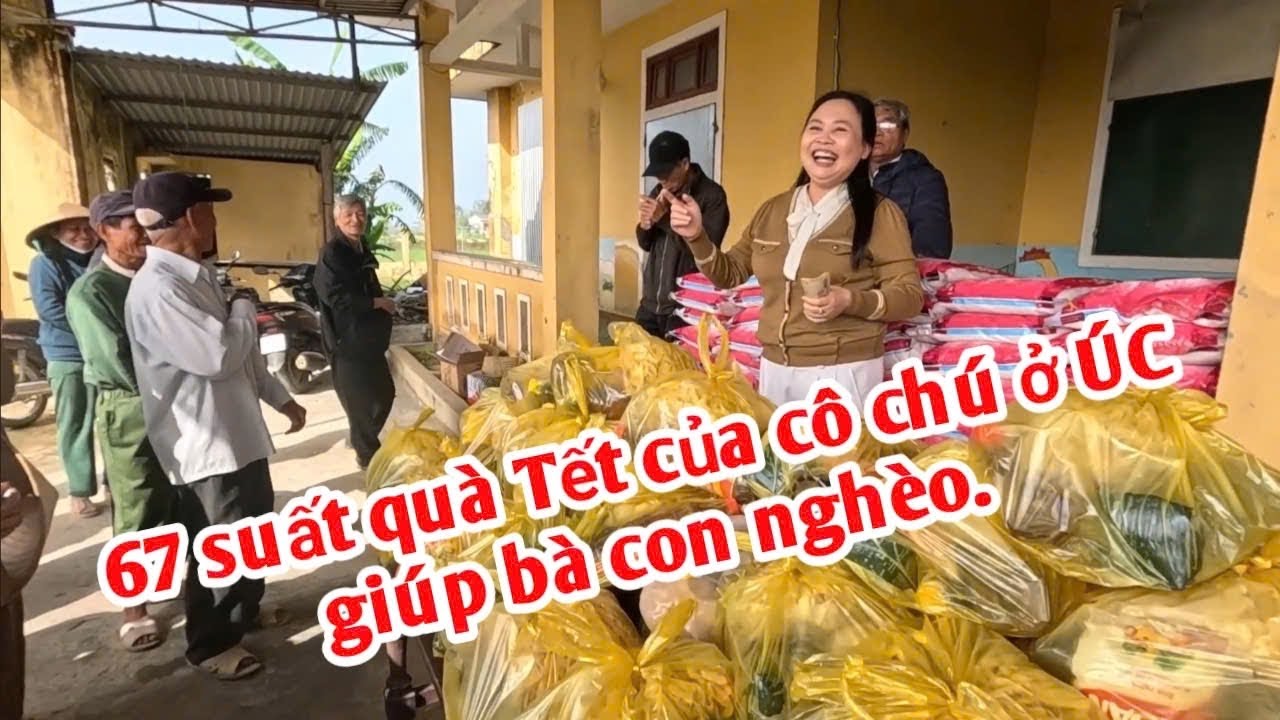 Bà con khó khăn thôn Hòa An quá vui khi  nhận quà Tết của Cô Chú ở Úc  |Trân Trân Huế thương