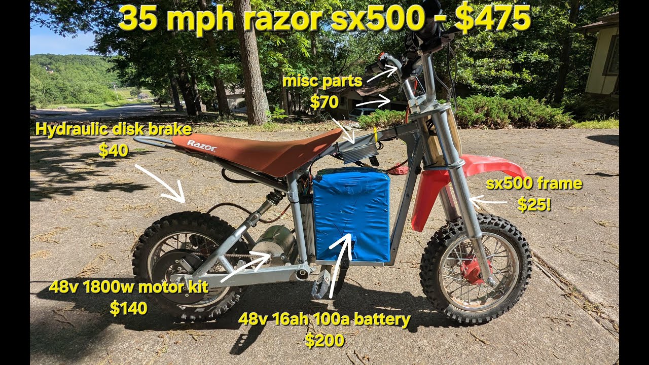 $475 35 mph Razor sx500 | DIY Pouch Cell 100a Battery | 48v Vevor 2000w Motor Kit